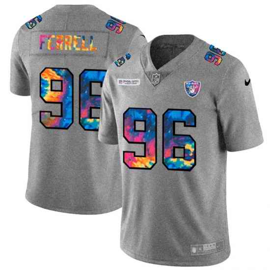 Las Vegas Raiders 96 Clelin Ferrell Men Nike Multi Color 2020 NFL Crucial Catch NFL Jersey Greyheather